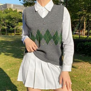 iconic argyle sweater vest youthful & preppy style 5501