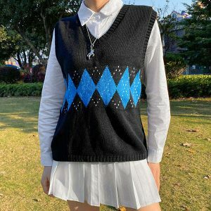iconic argyle sweater vest youthful & preppy style 6894