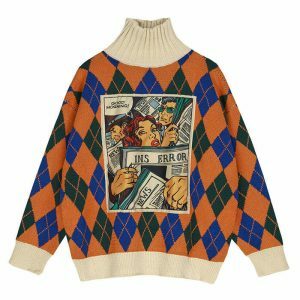 iconic argyle turtleneck sweater youthful & dynamic style 3240