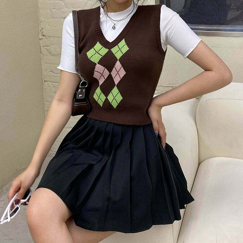 iconic brown argyle vest   youthful & crafted style 6021