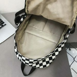 iconic checkered canvas backpack urban & youthful style 1392