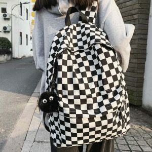 iconic checkered canvas backpack urban & youthful style 2178