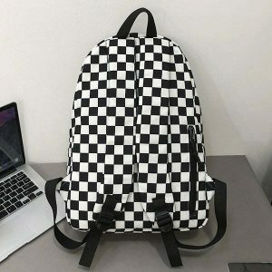 iconic checkered canvas backpack urban & youthful style 3306
