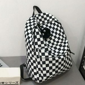 iconic checkered canvas backpack urban & youthful style 3447