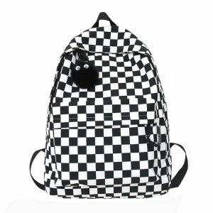 iconic checkered canvas backpack urban & youthful style 3748