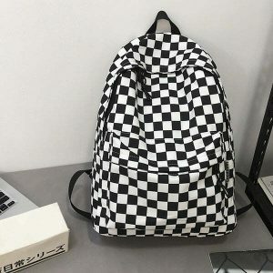 iconic checkered canvas backpack urban & youthful style 4809