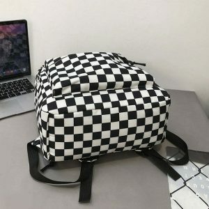 iconic checkered canvas backpack urban & youthful style 6865