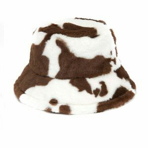 iconic cow print bucket hat   urban & youthful style 6182