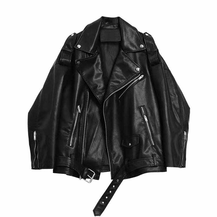 iconic grunge leather jacket   youthful & bold come as you are 4391