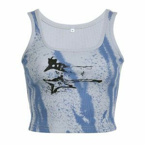 iconic guitar print ribbed top   youthful & trendy style 1065