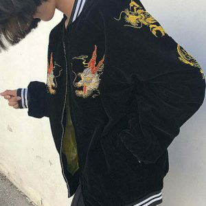 iconic japanese dragon bomber jacket urban & edgy style 8800