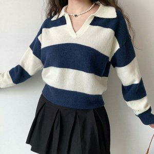 iconic old money striped pullover youthful & chic 2713