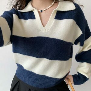 iconic old money striped pullover youthful & chic 8762