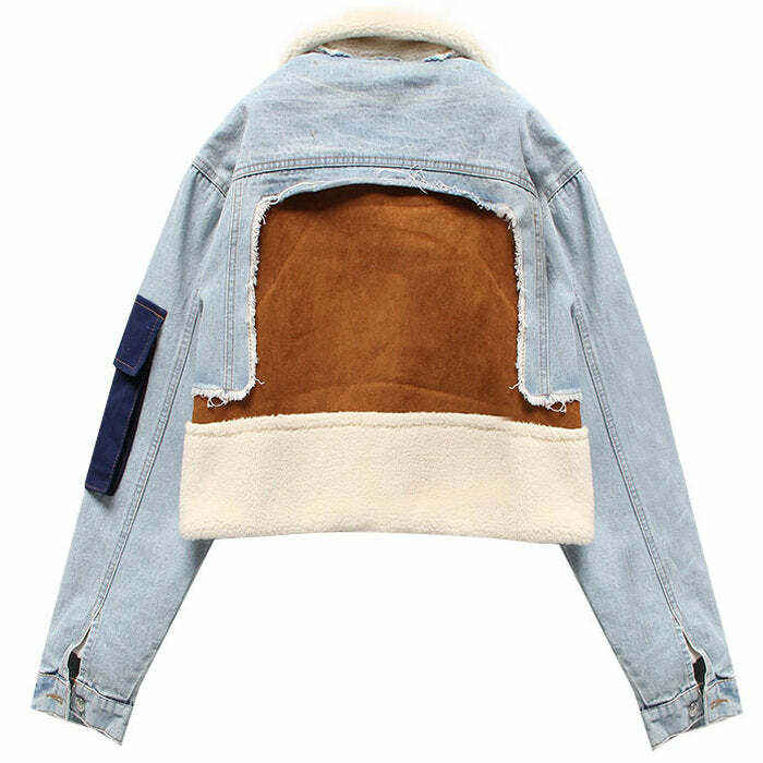 iconic patchwork denim jacket cropped & youthful style 2413