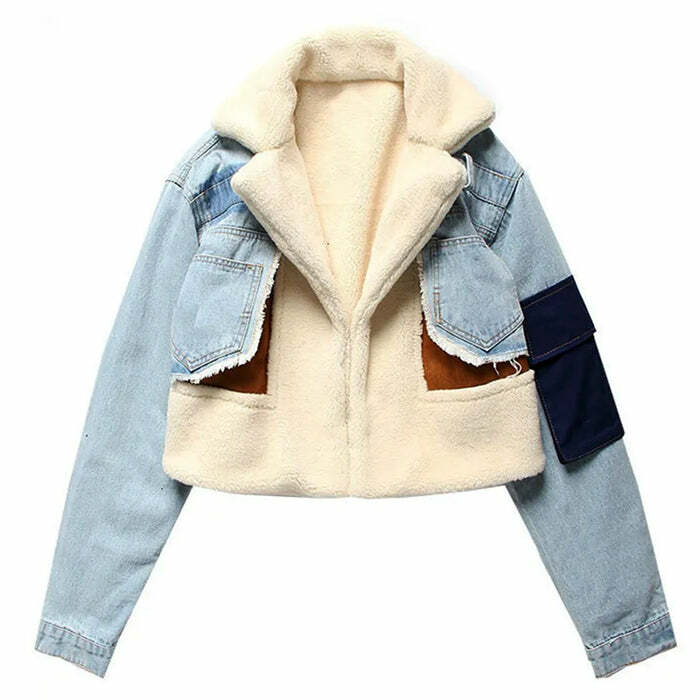 iconic patchwork denim jacket cropped & youthful style 5483
