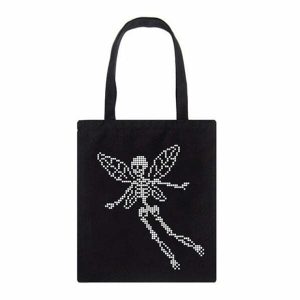 iconic skull butterfly canvas bag   urban & youthful style 1407