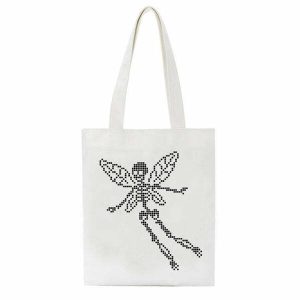 iconic skull butterfly canvas bag   urban & youthful style 6232