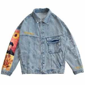 iconic van gogh denim jacket artistic & youthful style 6383