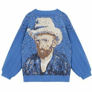 iconic van gogh knit cardigan self portrait & artful style 3533