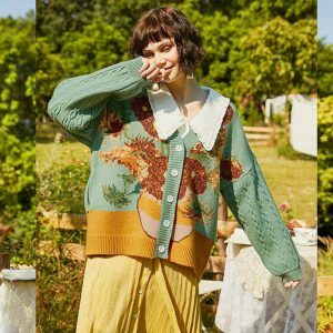 iconic van gogh sunflowers cardigan youthful knit design 2088