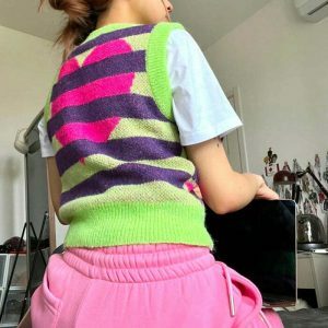 indie aesthetic striped vest youthful & eclectic style 3435