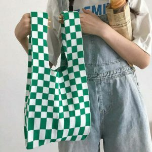 indie checker tote bag   youthful aesthetic & crafted design 2815