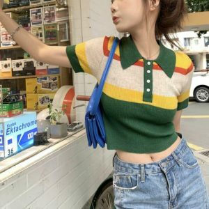 indie ribbed crop top youthful & eclectic aesthetic 5963