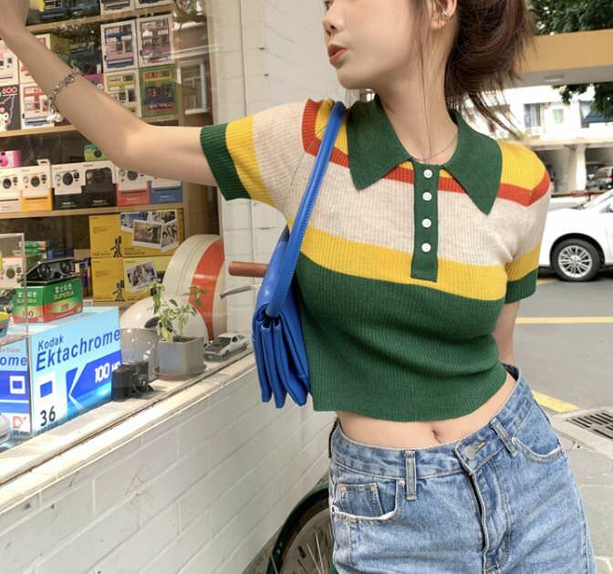 indie ribbed crop top youthful & eclectic aesthetic 5963