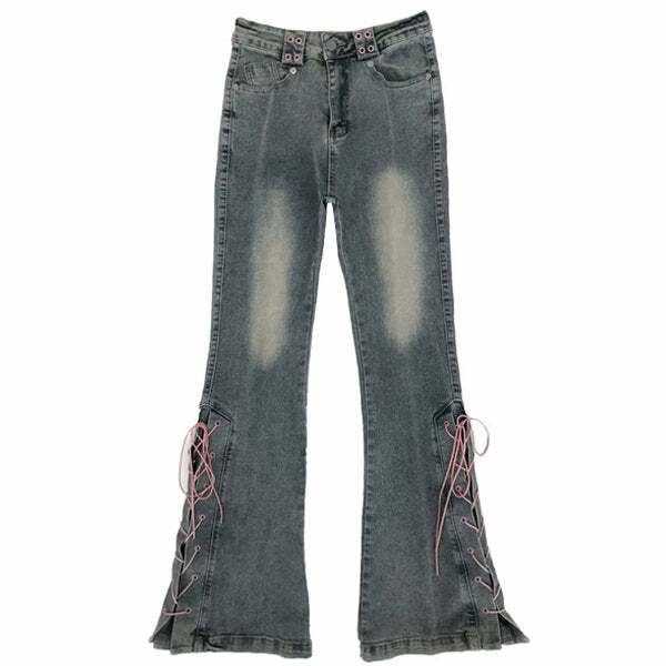 lace up flared jeans   youthful & chic streetwear staple 5576