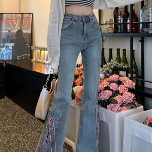 lace up flared jeans   youthful & chic streetwear staple 6149