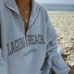 laguna beach inspired zipup sweatshirt   youthful & chic 6004