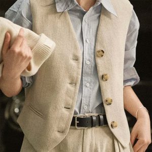 luxurious linen vest old money aesthetic & crafted fit 1481
