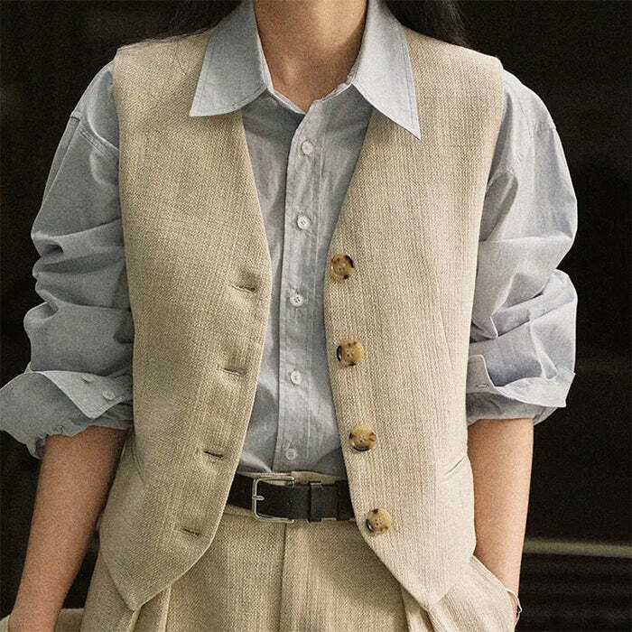 luxurious linen vest old money aesthetic & crafted fit 5058