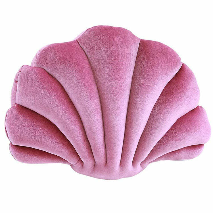 luxurious velvet pillow with chic shell decoration 5486
