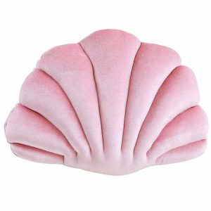 luxurious velvet pillow with chic shell decoration 6117