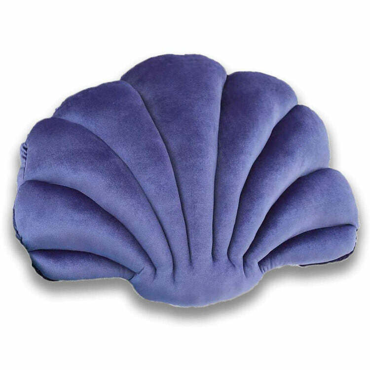 luxurious velvet pillow with chic shell decoration 7002