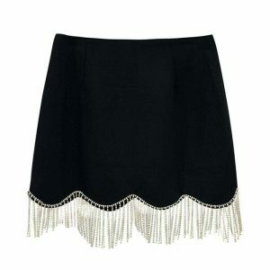 midnight rhinestone fringe skirt chic & sparkling elegance 4407