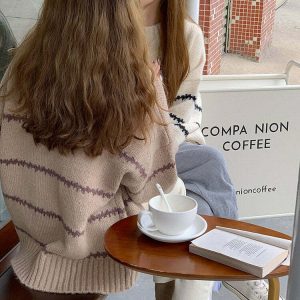 minimalist stripe sweater youthful & chic aesthetic 1309