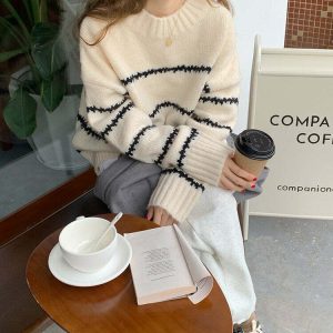 minimalist stripe sweater youthful & chic aesthetic 1399