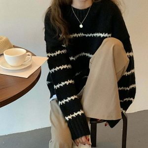 minimalist stripe sweater youthful & chic aesthetic 2180