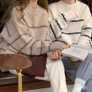 minimalist stripe sweater youthful & chic aesthetic 4626