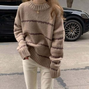 minimalist stripe sweater youthful & chic aesthetic 5077