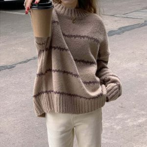 minimalist stripe sweater youthful & chic aesthetic 7167