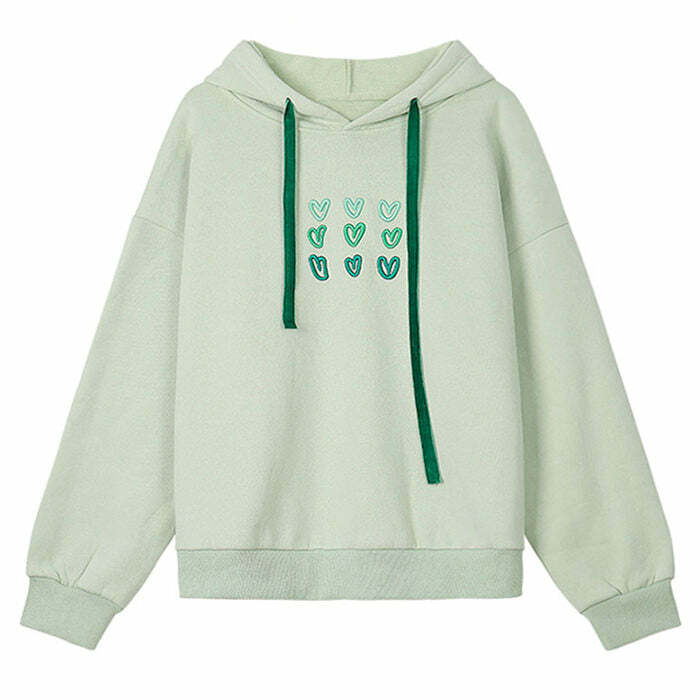 mint aesthetic heart hoodie   youthful & chic streetwear 4914