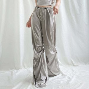 miracle satin wide pants   sleek & luxurious y2k aesthetic 3873
