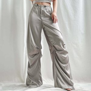 miracle satin wide pants   sleek & luxurious y2k aesthetic 6087