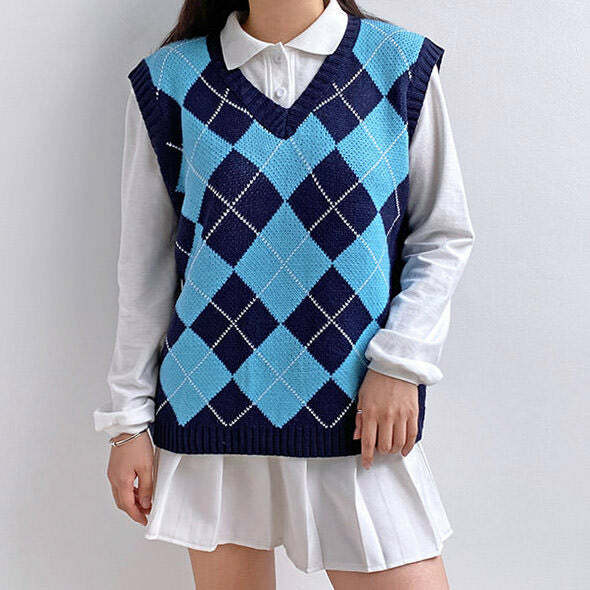 navy blue argyle vest   classic & youthful preppy style 5565