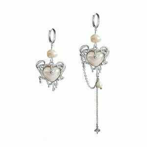 pearl heart earrings   chic drop design & timeless appeal 7380