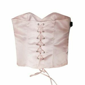 pink satin bow corset   chic & luxurious y2k corset 5042