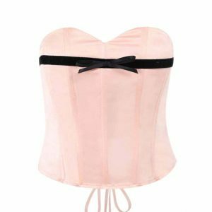 pink satin bow corset   chic & luxurious y2k corset 6548